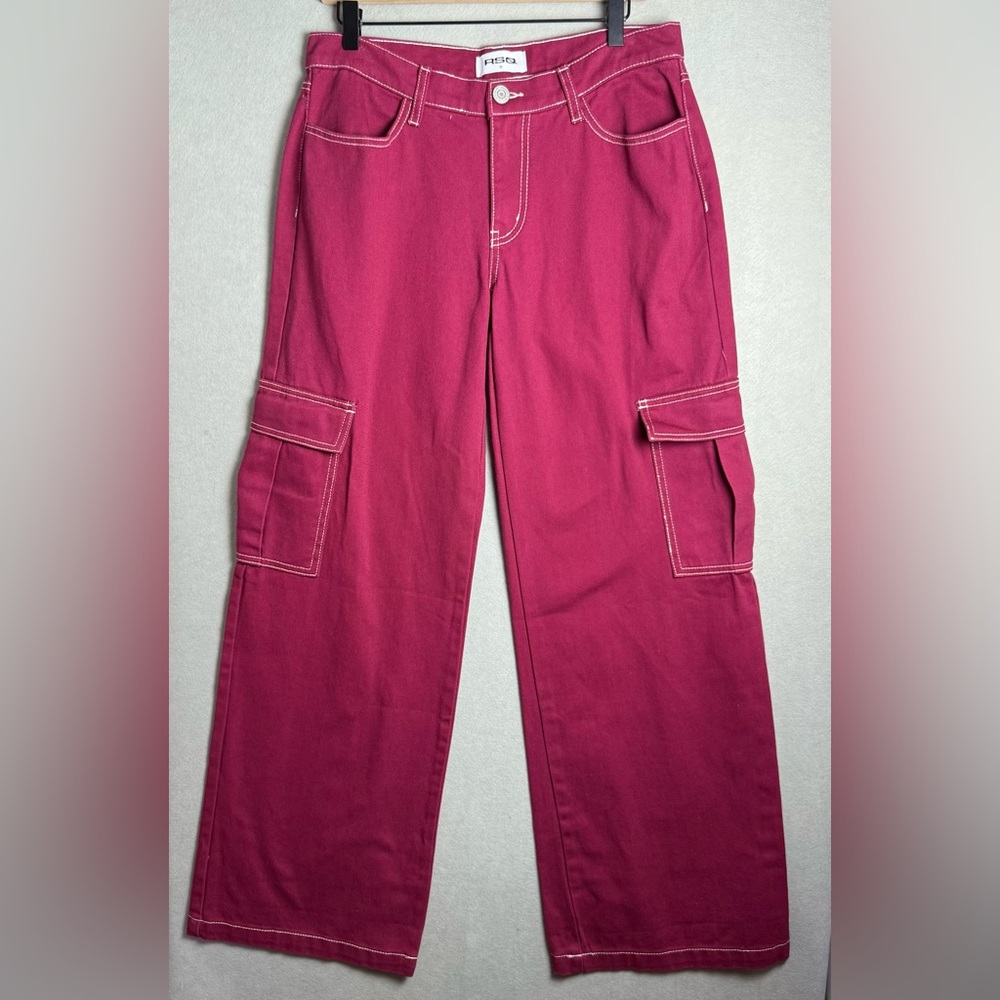 RSQ Women’s Y2K Grunge Baggy Loose Cargo Jeans Retro High Waist 28
